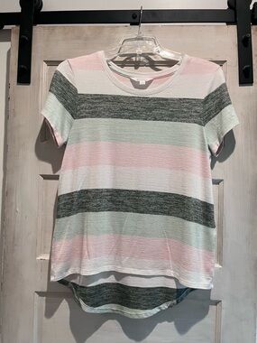 Market & Spruce Striped Short-Sleeve Tee in Pink, Mint & Heather Gray